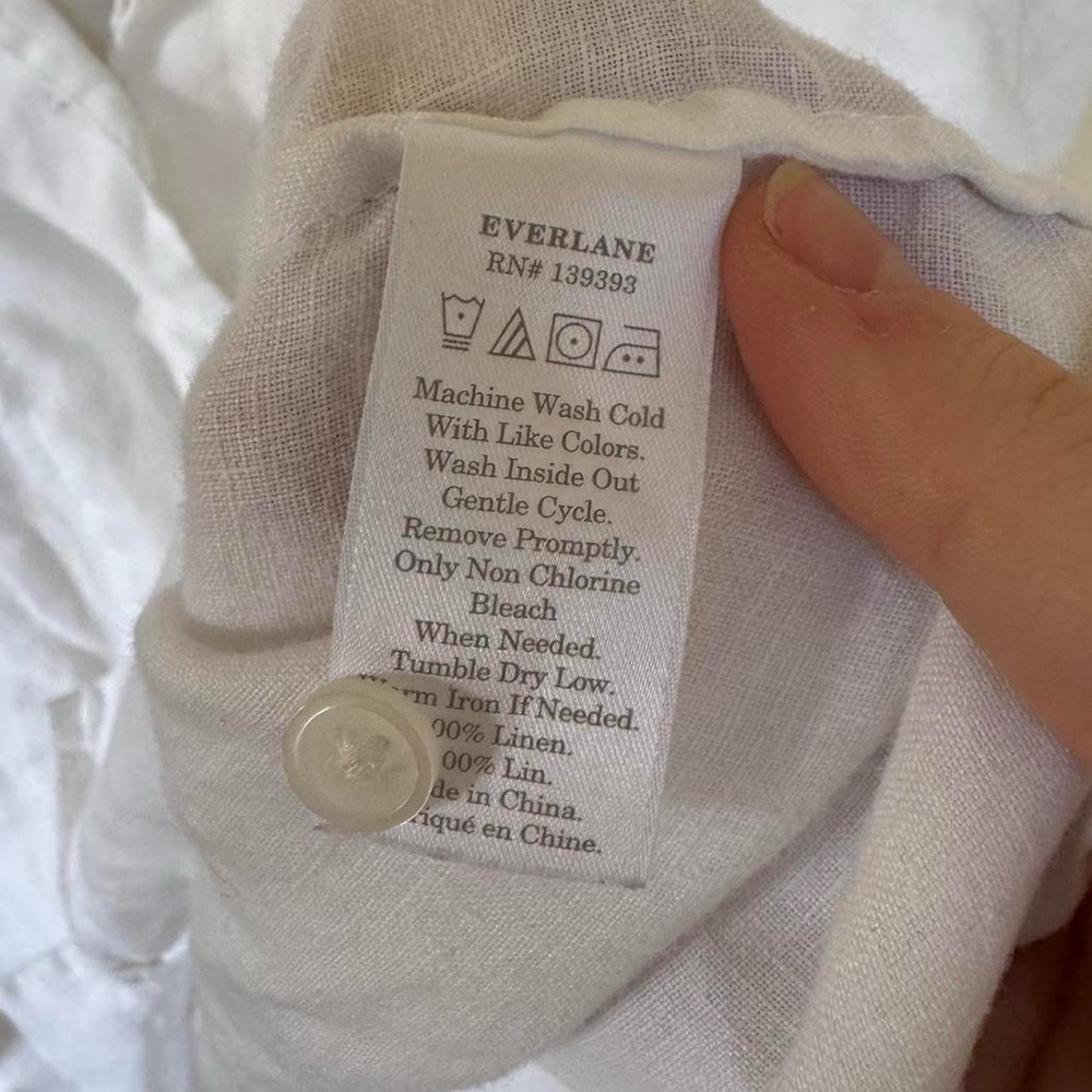 Everlane notch white linen Button up blouse - Picture 7 of 7
